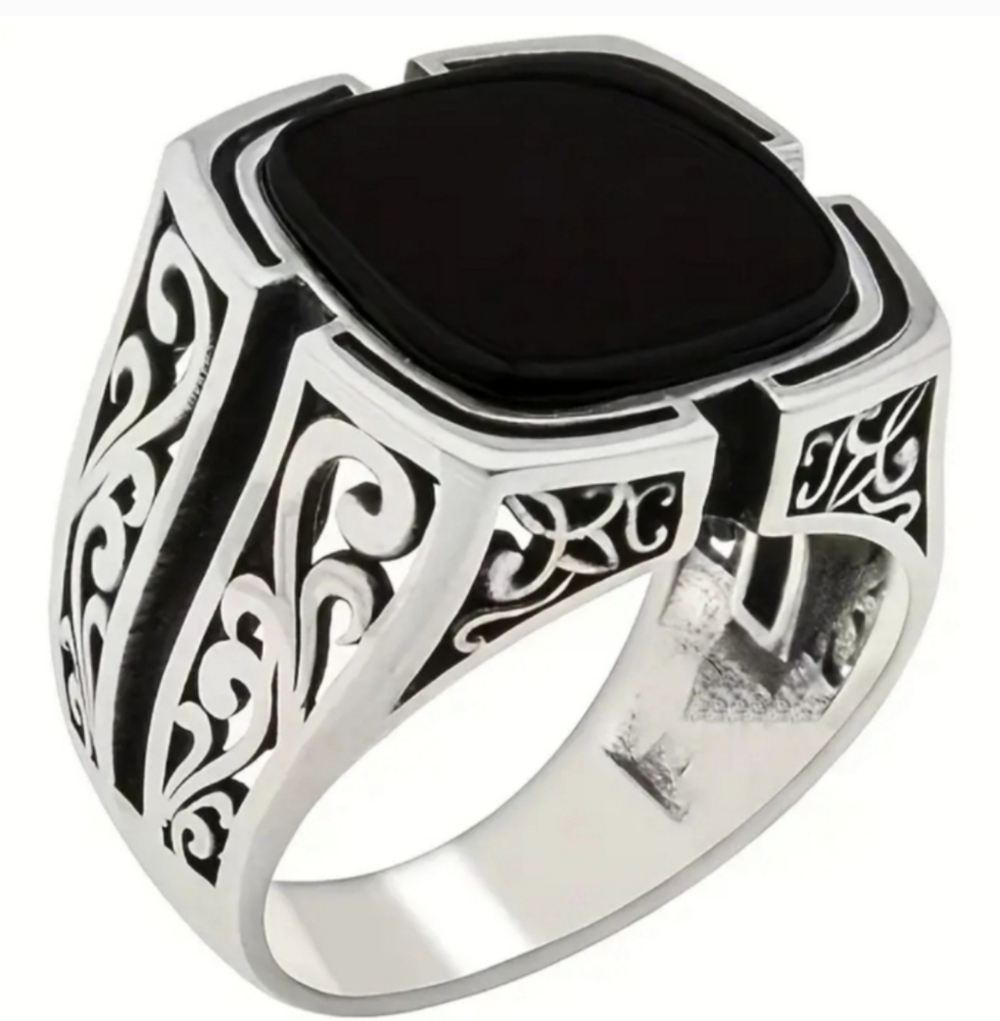 Silver and Black Men's Ring Sz 12